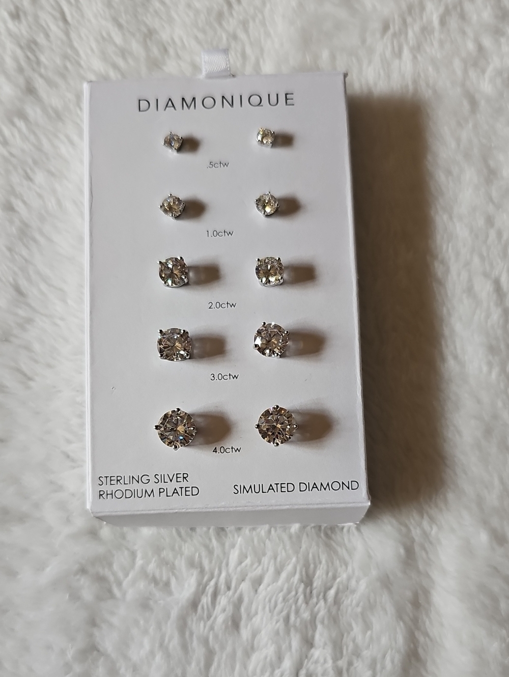 Diamonique Sterling Silver Clear Simulated Diamond Stud Earring Set